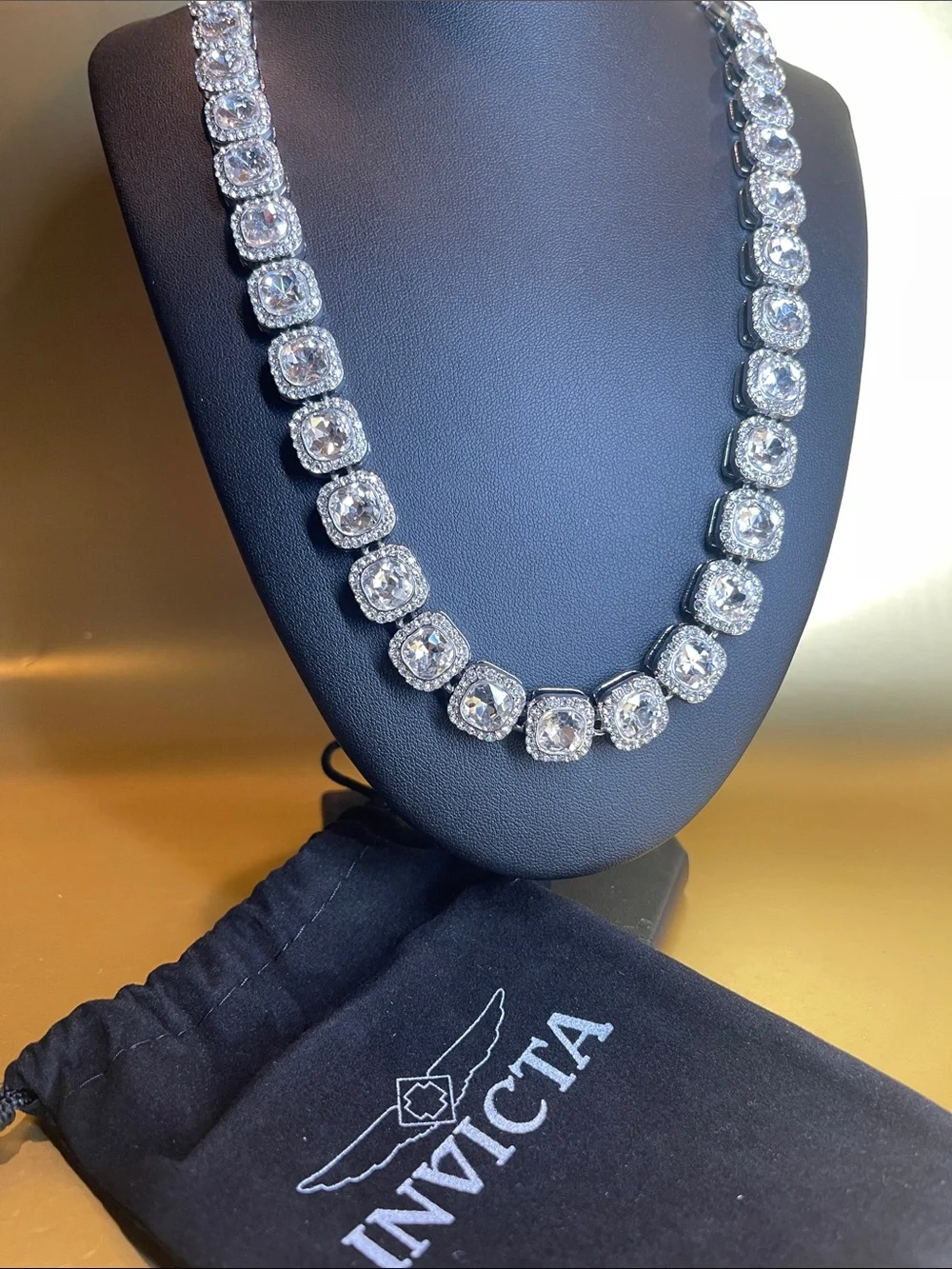 20” Invicta Silver Tone Clear Crystal Iced Out Necklace 80849